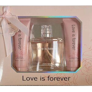 PERFUME SET EBC LOVE IS FOREVER Perfume 3.4 oz, Body Lotion 3 oz Shower Gel 3 oz
